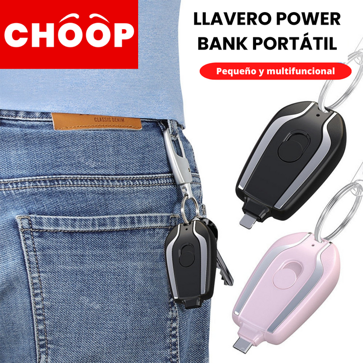 Llavero Cargador Portatil De Power Bank 1500 iPhone Tipo C 